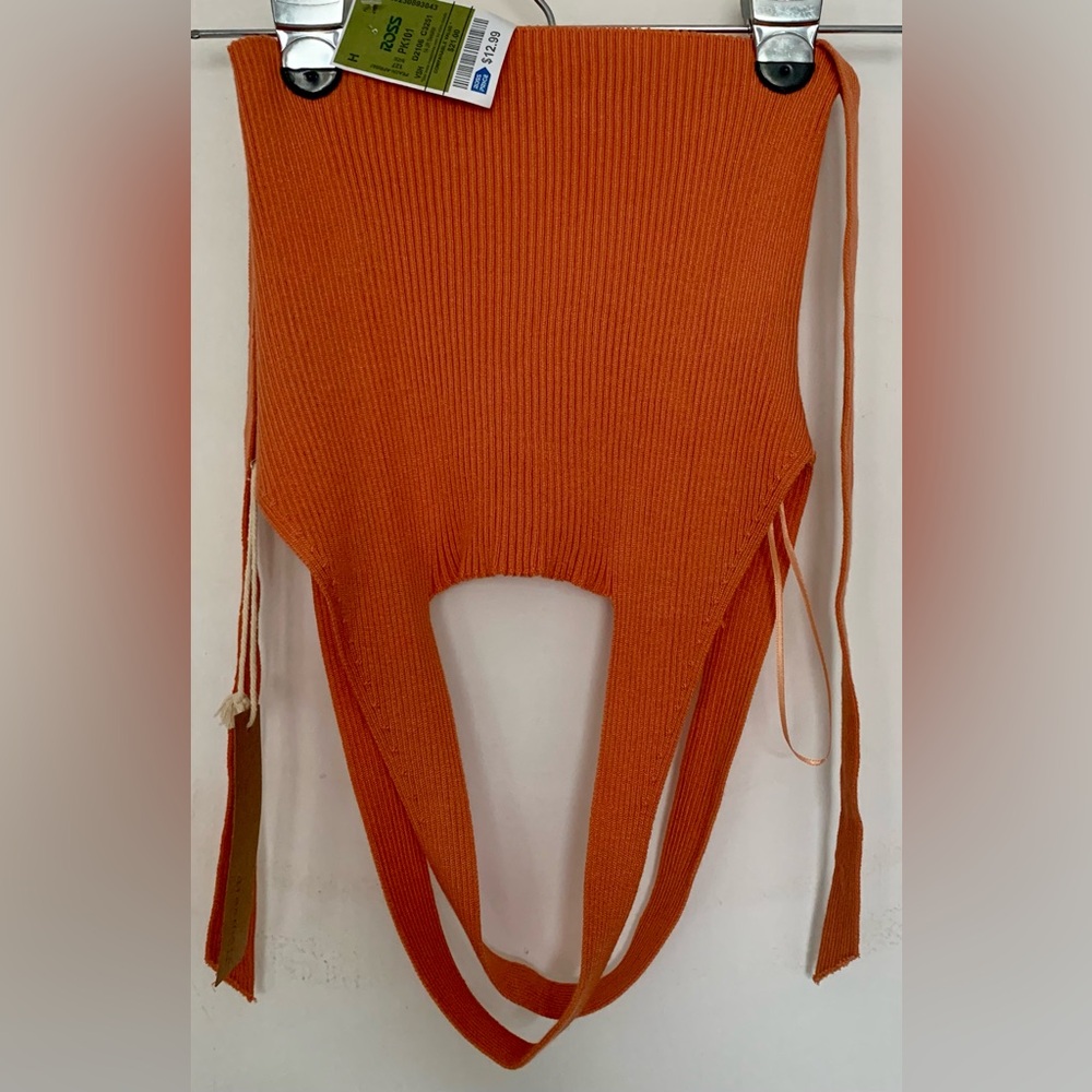 NWT Dreamers By Debut Orange Backless Crisscross Ribbed Tank Top